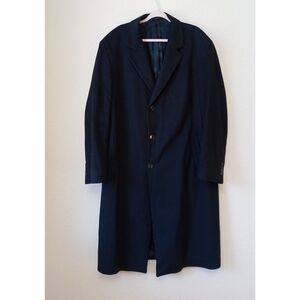 Loro Piana Saks Fifth Ave navy blue 100% cashmere topcoat